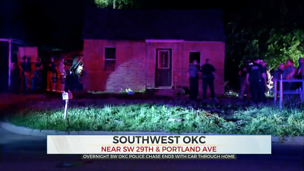 Overnight High-Speed Pursuit Ends With Car Crashing Into SW OKC Home