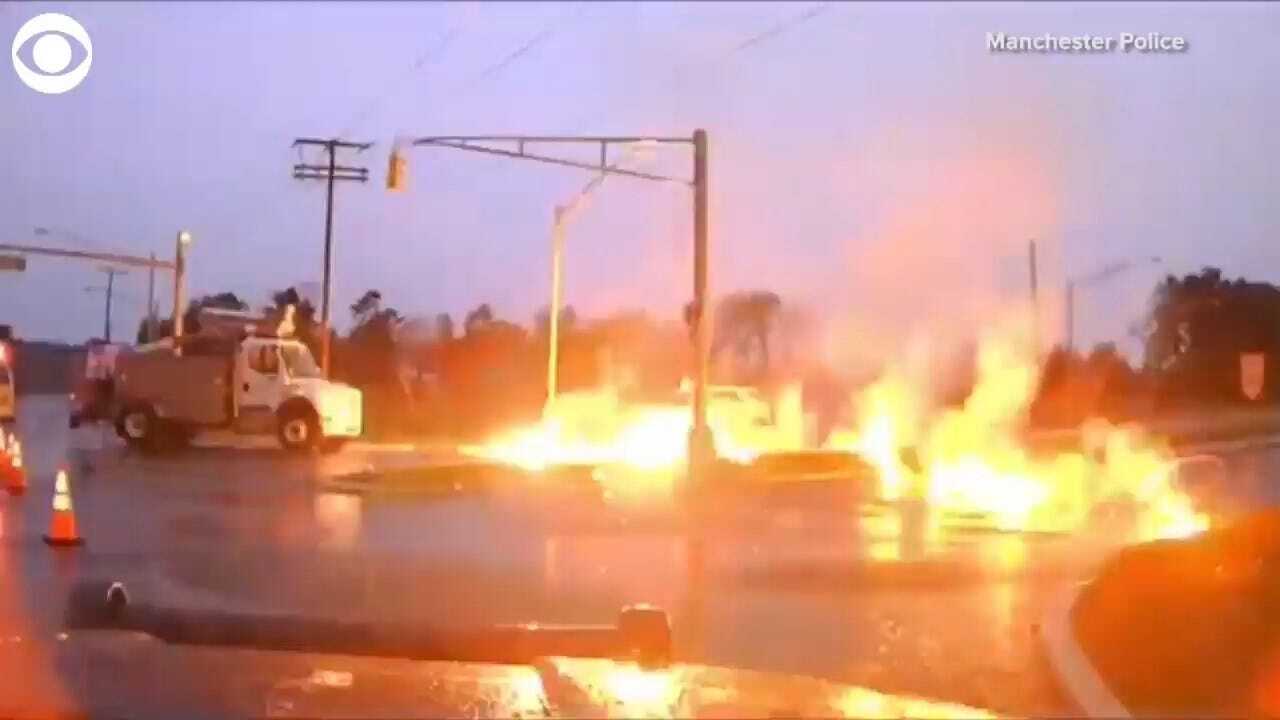 WATCH: Utility Worker Escapes Flames In New Jersey
