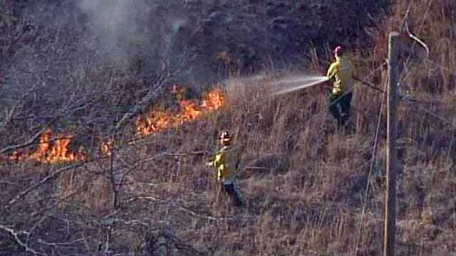 WEB EXTRA: Firefighters Go Up Against Keystone Lake Grassfire