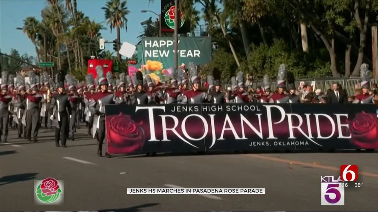 Jenks Trojan Pride Band Performs In California's Rose Bowl Parade
