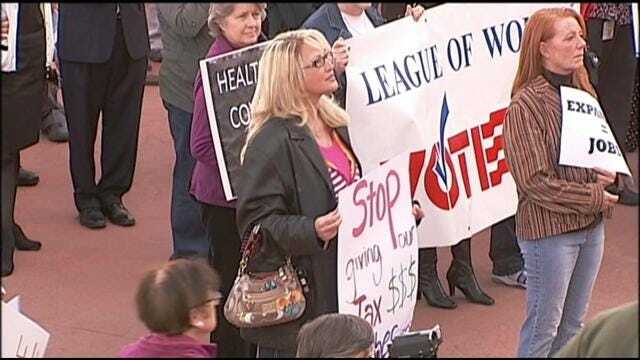 Supporters Of Medicaid Expansion Protest At Oklahoma State Capitol