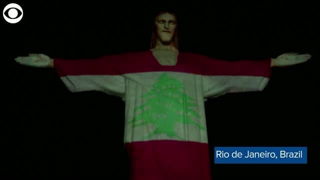 Watch: The Lebanese Flag Projected On Christ the Redeemer Statue TO Honor Beirut Victims