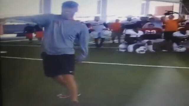 Mike Gundy Celebrates Birthday With Post-Practice Dance