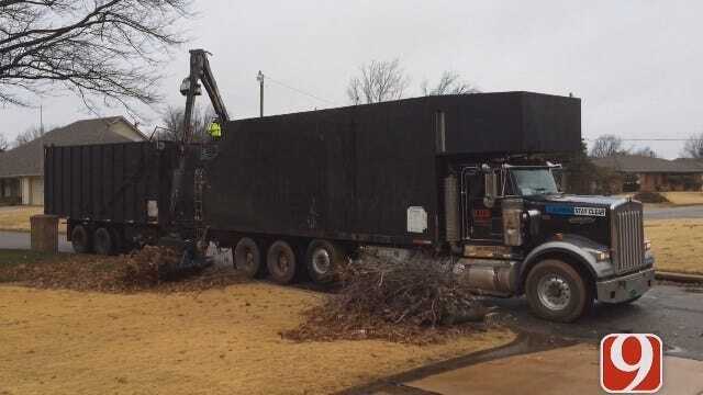 Crews Busy Working To Cleanup Ice Storm Debris In OKC