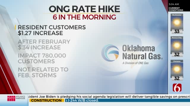 ONG Customers To See Rate Increase Through February 2022