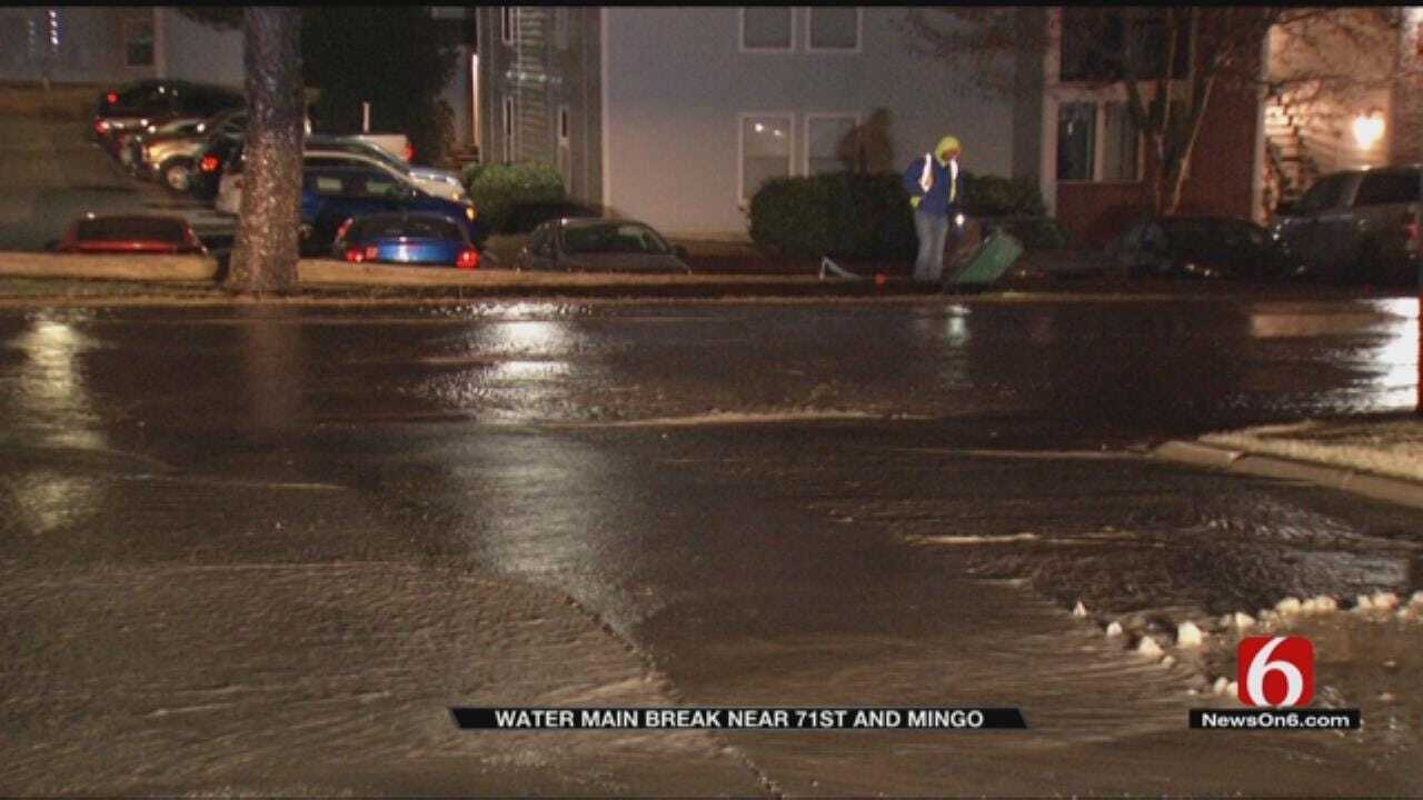 Water Main Break Causes Problems In South Tulsa
