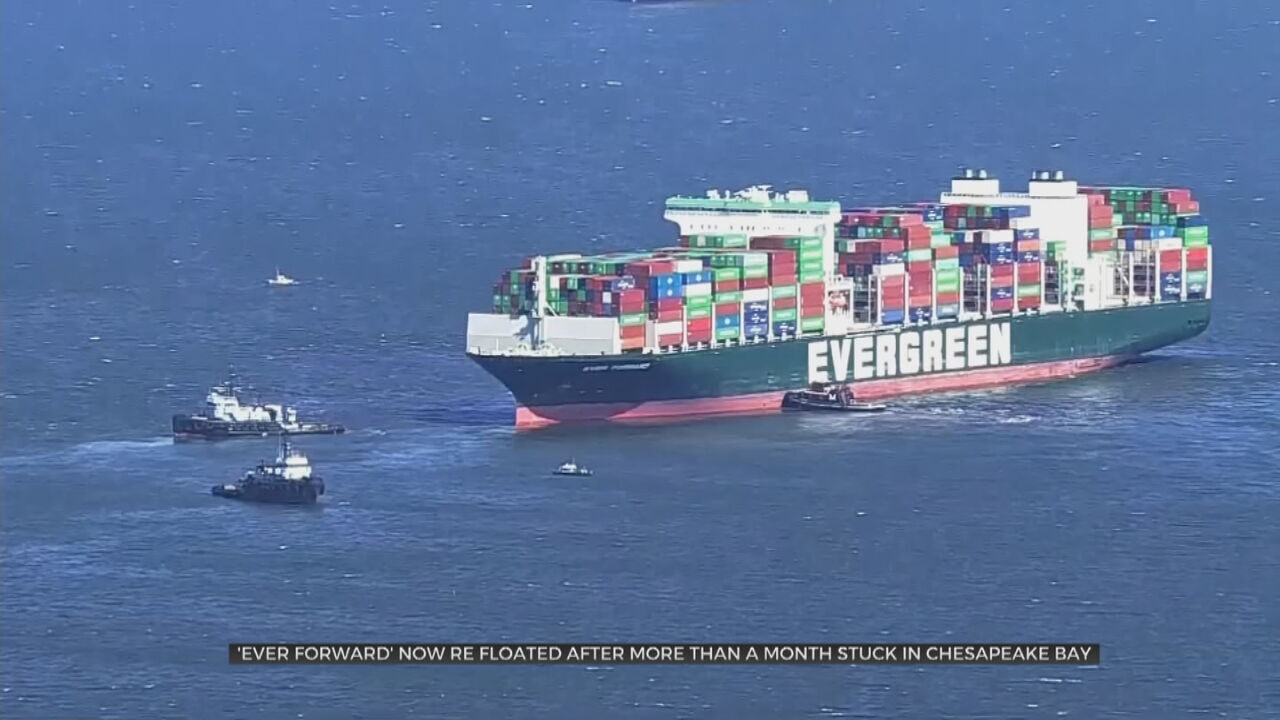 Stuck Container Ship In Chesapeake Bay Finally Refloated