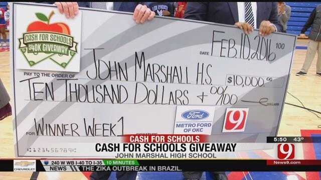 News9 And Metro Ford OKC Present $10,000 Check To John Marshall High School