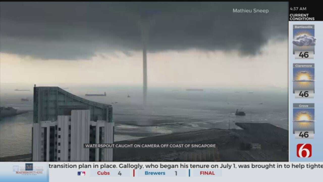 WATCH: Waterspout forms off Singapore Coast