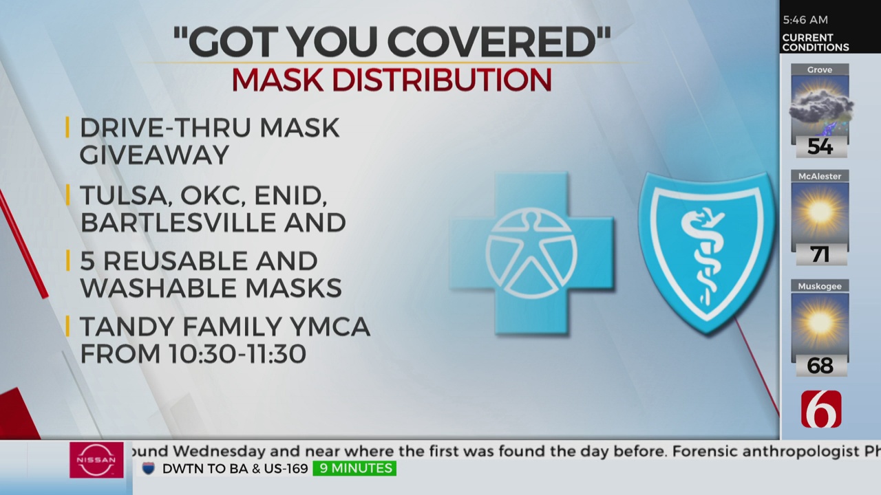 BlueCross BlueShield Of Oklahoma Holding Mask Giveaway Event
