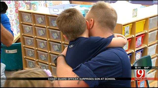 Red Dirt Diaries: Coast Guard Officer Surprises Son At School