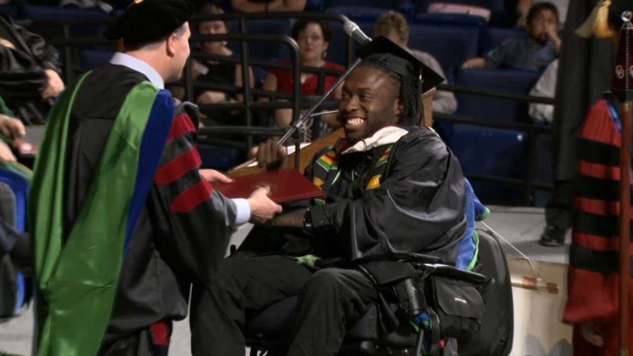 Former Oklahoma Thunder Football Player Gets Master's After Paralyzing Injury