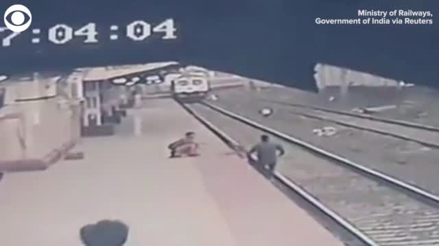 Railway Worker Saves Child From Oncoming Train