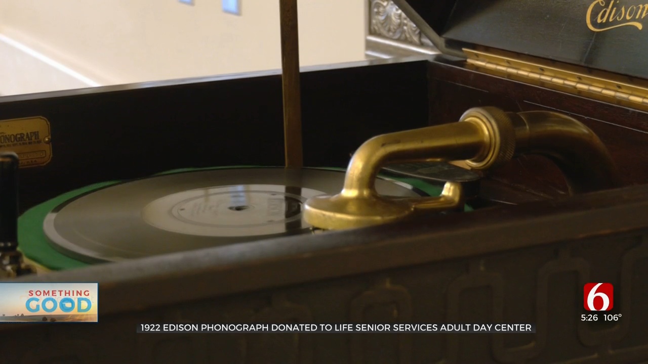 Broken Arrow Adult Day Center Enjoys Donated 1922 Edison Phonograph
