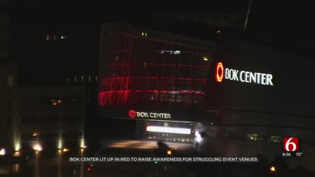 BOK Center Lit In Red To Raise Awareness For Struggling Event Venues 