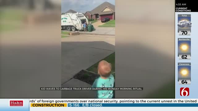 WATCH: Broken Arrow Boy Excitedly Greets Garbage Truck Workers