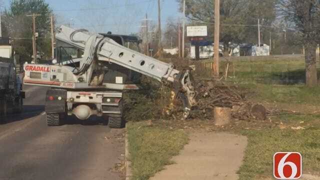 Gary Kruse: Trucks Picking Up Tornado Debris In North Tulsa