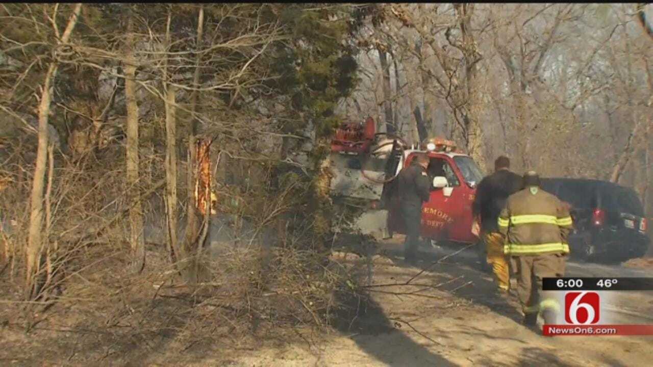 Crews Battle, Contain Fire Near Claremore