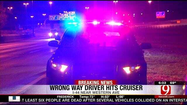 Wrong-Way Driver Arrested After Hitting OKC Police Cruiser