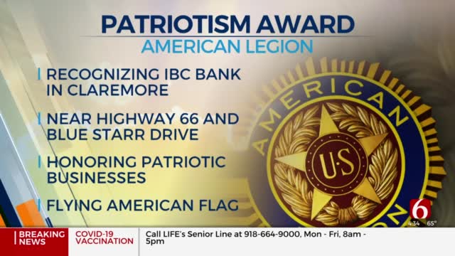 American Legion Recognizes Claremore Bank For Patriotism