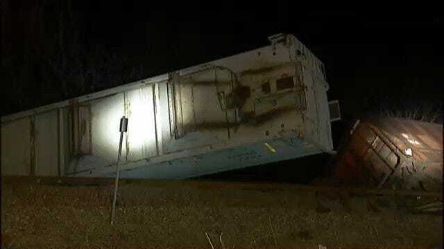 WEB EXTRA: Video From Scene Of Rogers County Train Derailment Early Tuesday