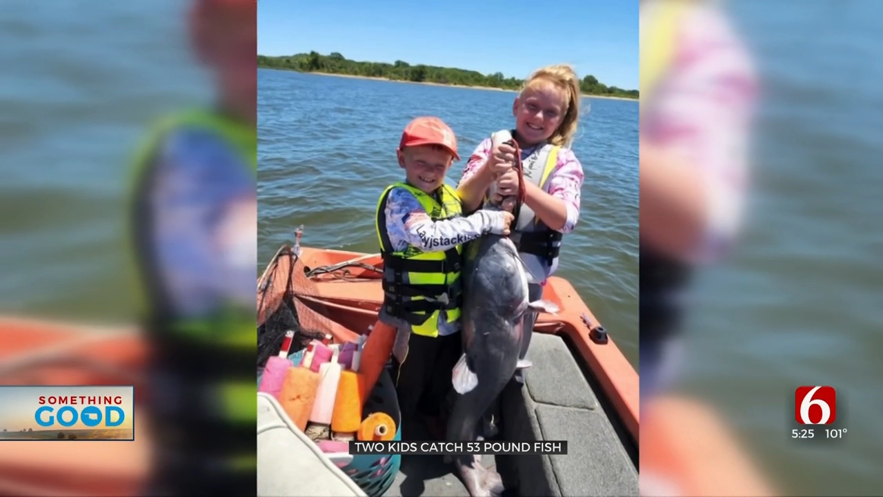 Claremore Kids Catch 53 Pound Catfish On Fishing Trip With Grandpa
