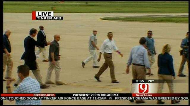 President Obama Leaves Tinker; Gov. Fallin Speaks To Reporters