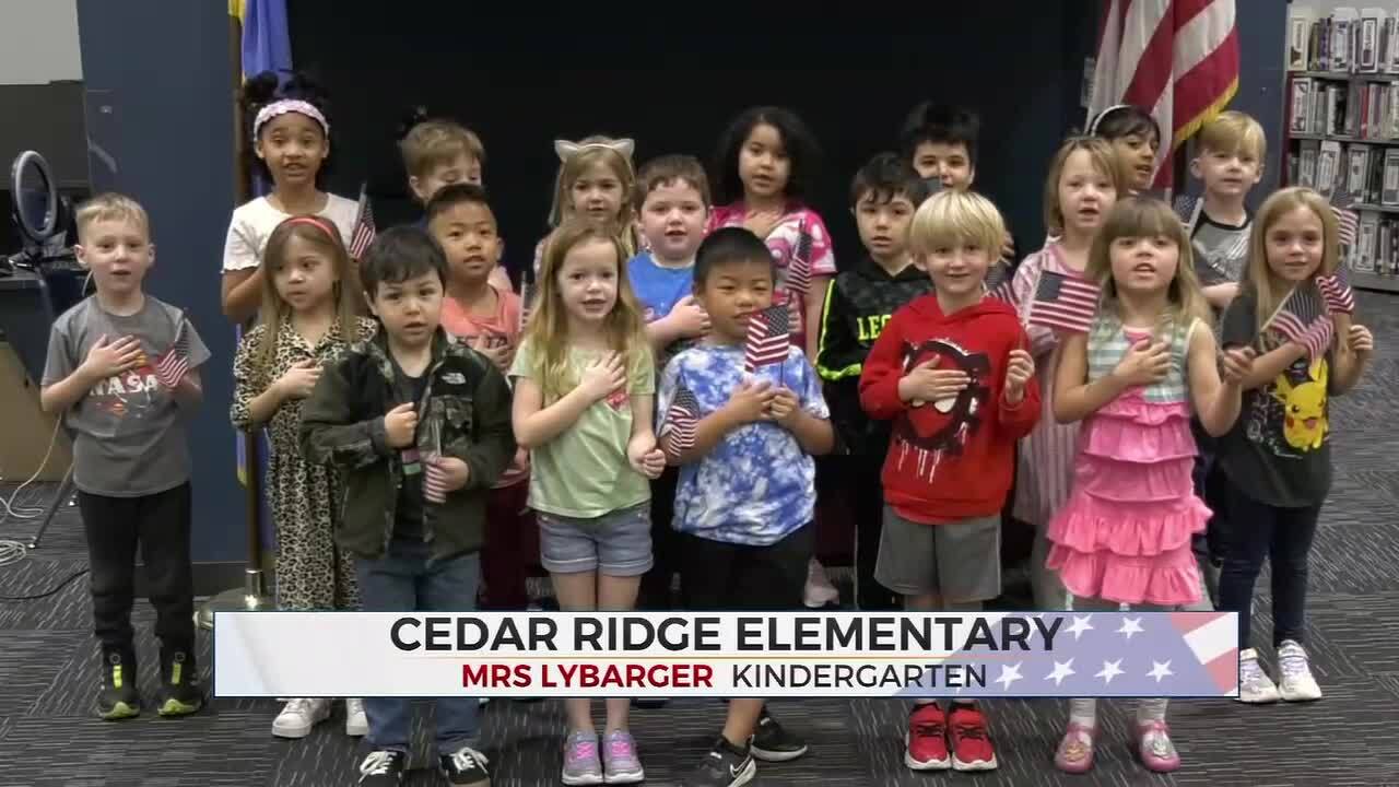 Daily Pledge: Kindergarten Students At Cedar Ridge Elementary