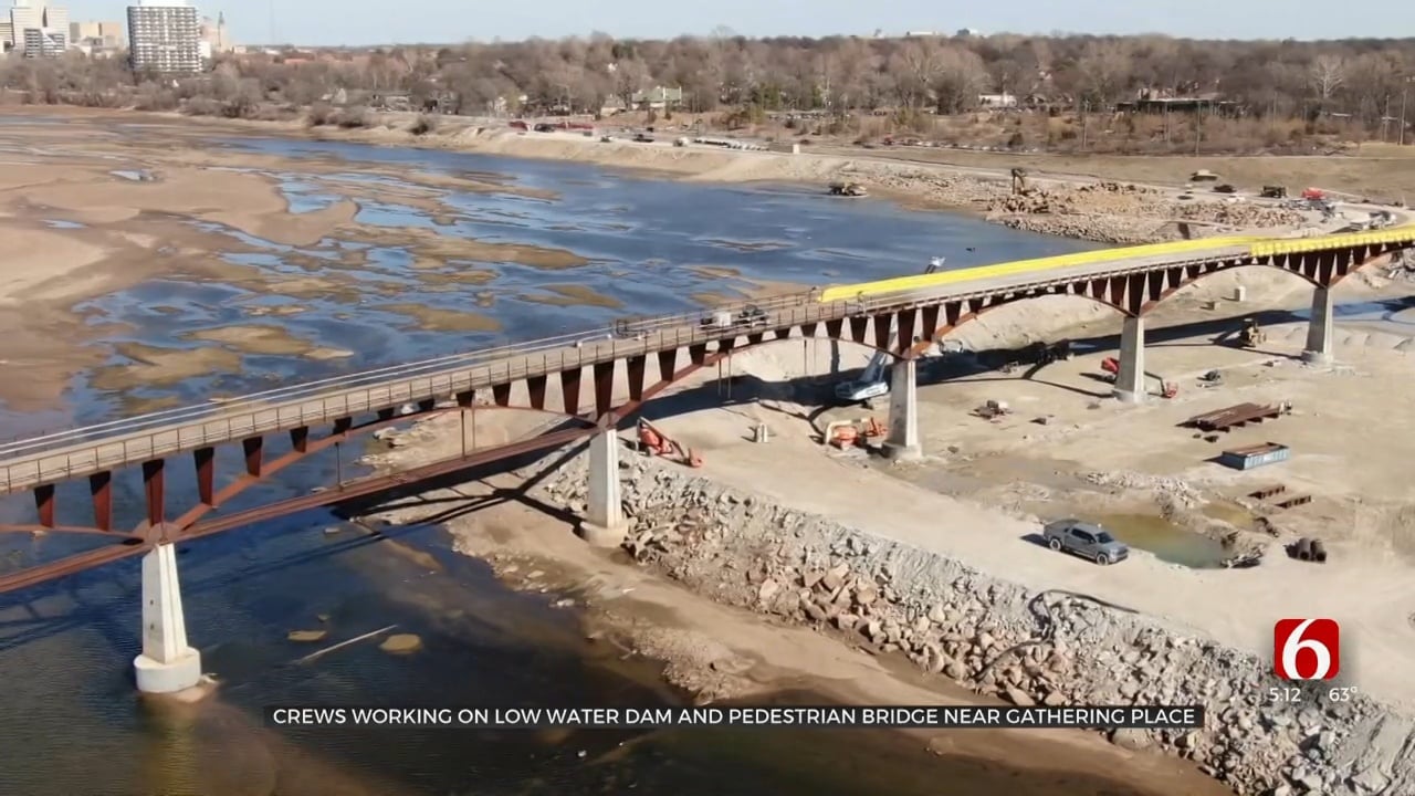 Crews Working On Low Water Dam, Pedestrian Bridge Near Gathering Place