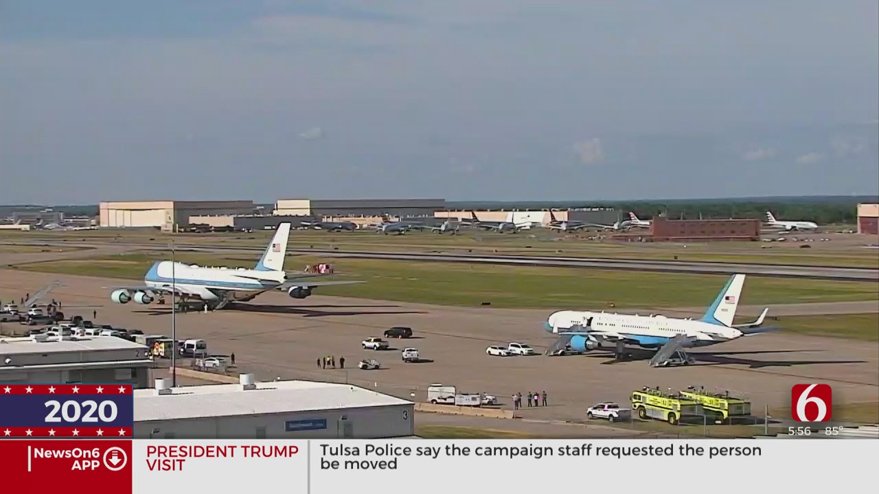 Air Force One Arrives, President Trump Greets Onlookers