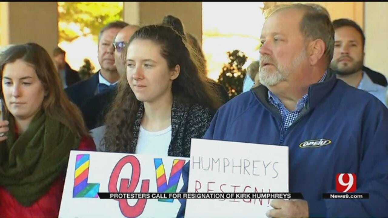 Protesters Rally For Resignation Of OU Regent Kirk Humphreys