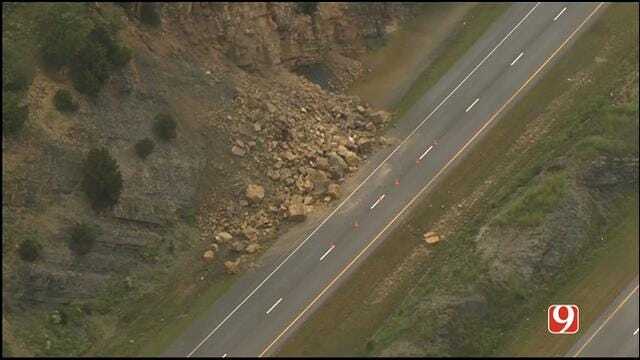 WEB EXTRA: Bob Mills SkyNews 9 HD Flies Over Rockslide Near Davis