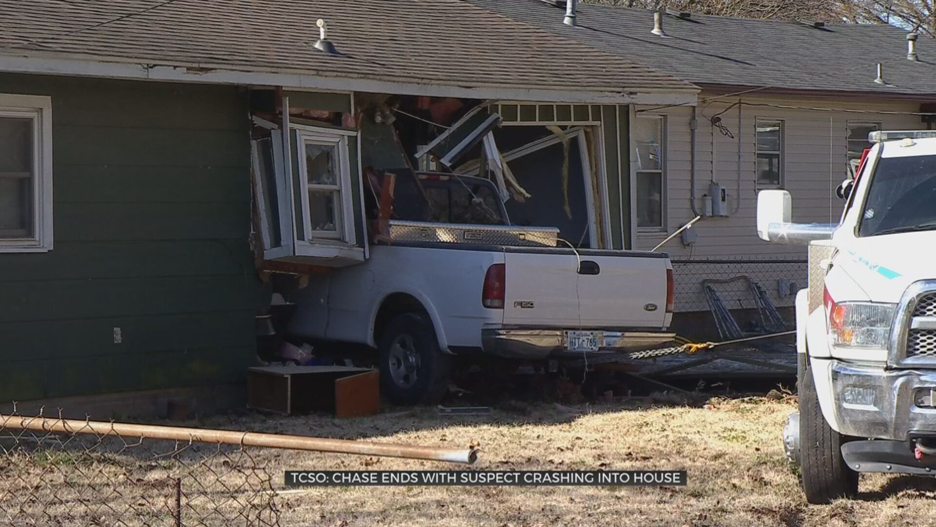 Tulsa Homeowner 'Fortunate' After Chase Suspect Crashes Truck Into House