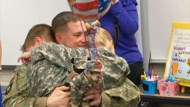 WEB EXTRA: Soldier's Homecoming Surprises Sons At School