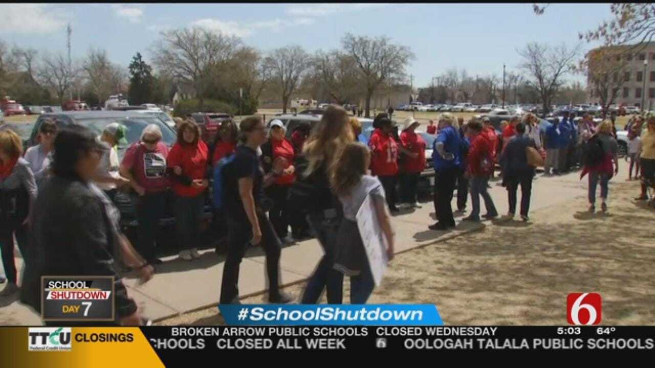 Teachers, Students Form Circle Around The Capitol