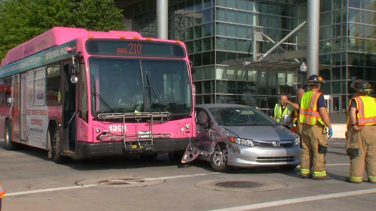 Police: Tulsa Driver Runs Red Light, Gets Hit By Bus