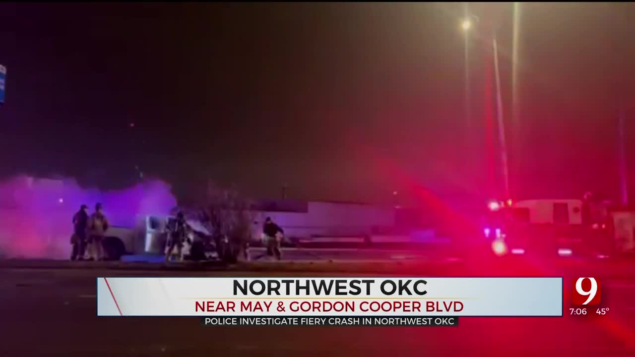 Police Investigate Fiery Crash In NW Oklahoma City 