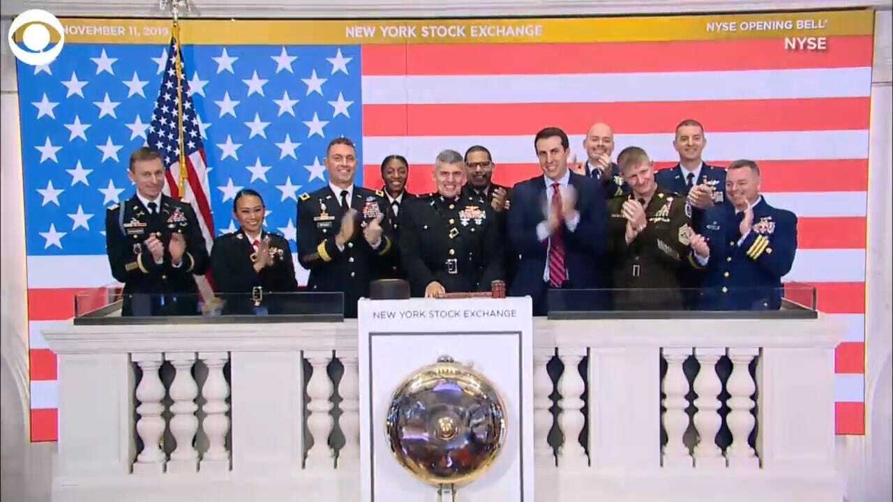 NYSE Holds Moment Of Silence, Members Of Armed Forces Ring Opening Bell For Veterans Day