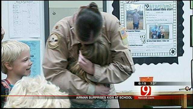 Military Mom Returns Home, Surprises Children At Edmond School