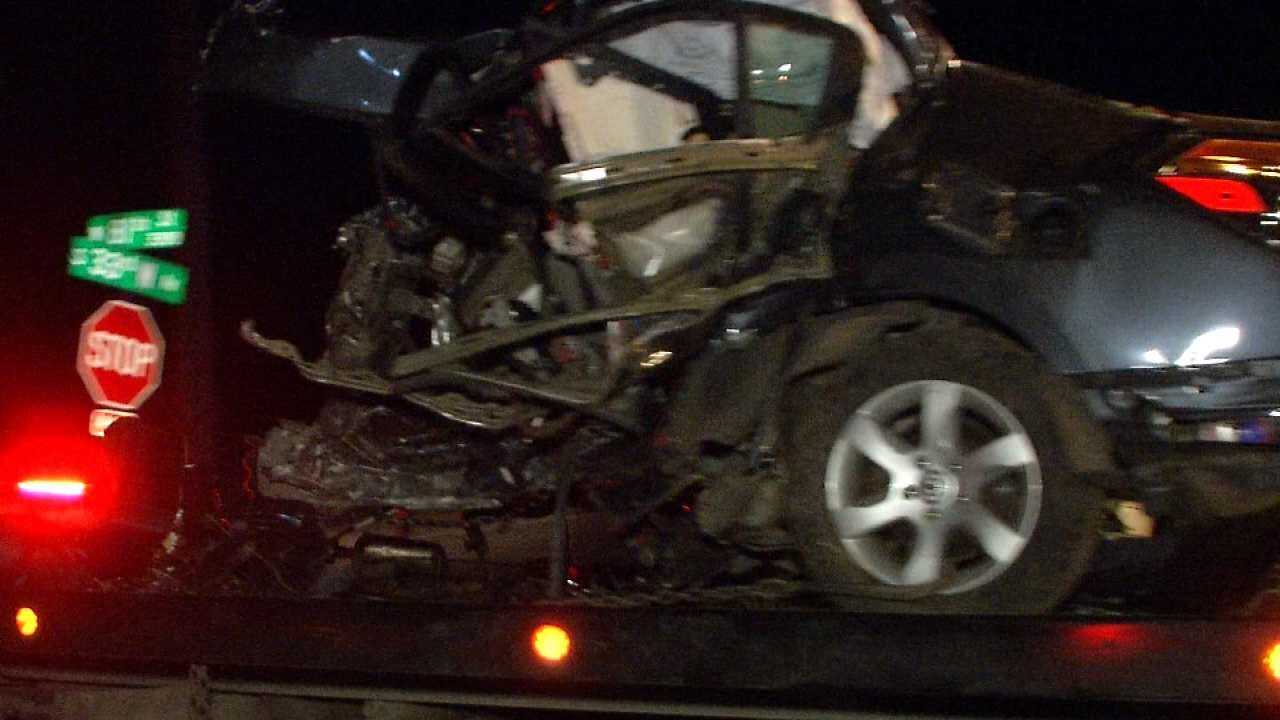 Car Splits In Two, Woman Dies In West Tulsa Crash