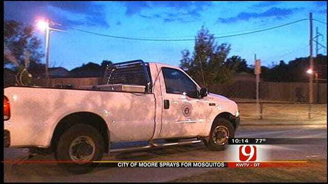 City Workers In Moore Spray For Mosquitos