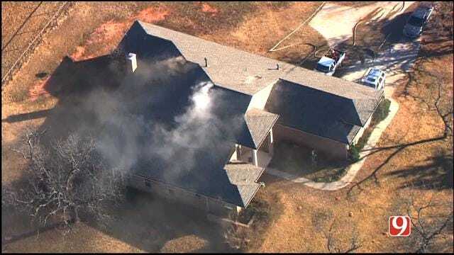 WEB EXTRA: SkyNews 9 Flies Over House Fire In NE OKC