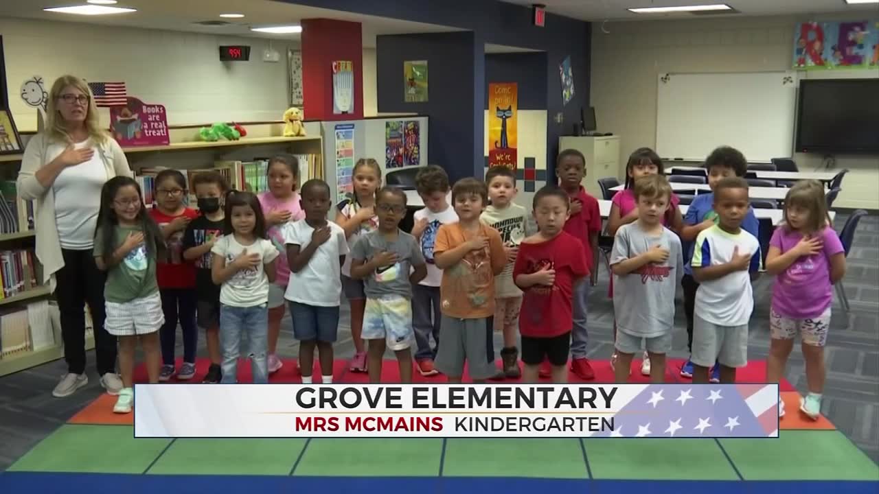 Daily Pledge: Kindergarten Students From Grove Elementary 