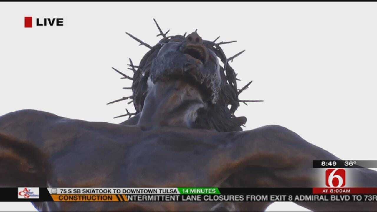 16-Foot Jesus Statue On Display In Broken Arrow For Easter Weekend