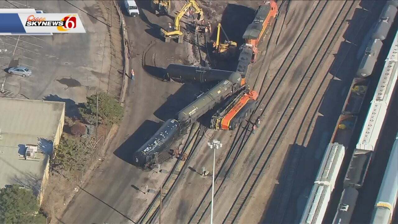 Train Derails In Tulsa; Crews Work To Repair The Damage
