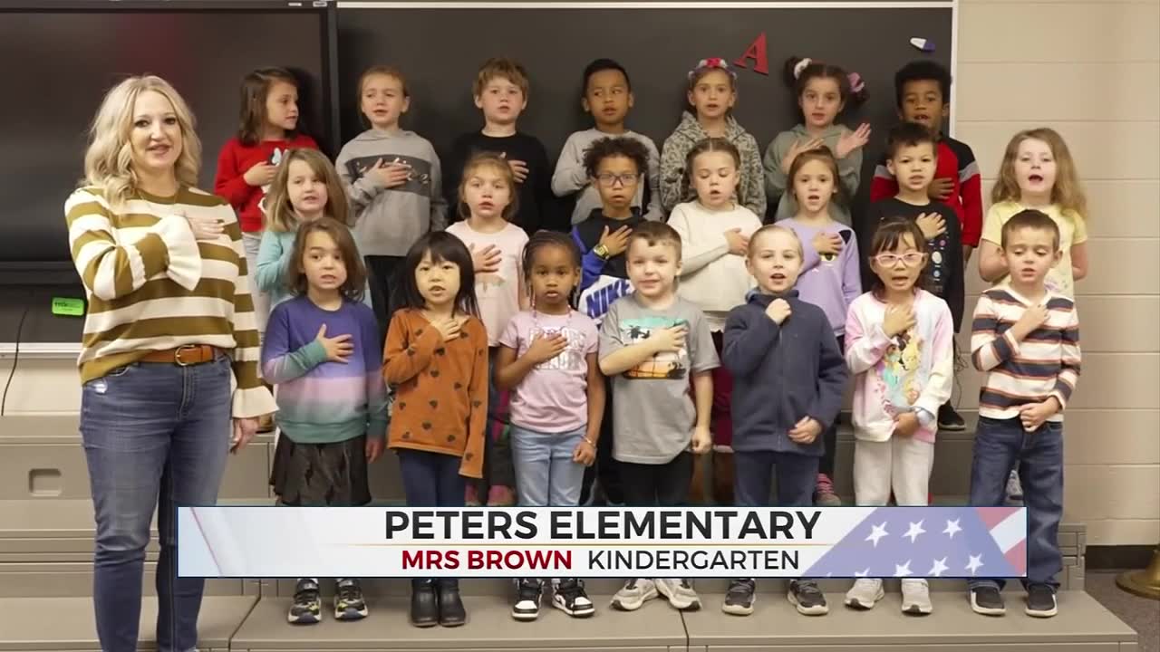 Daily Pledge: Kindergarten Students From Peters Elementary