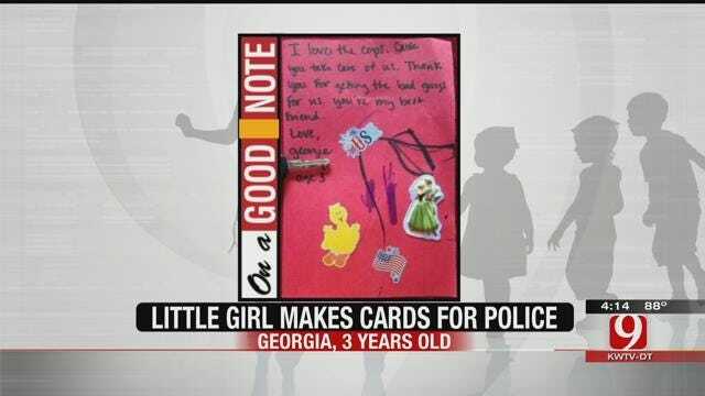 On A Good Note: Little Girl's Card To Officers At State Fair