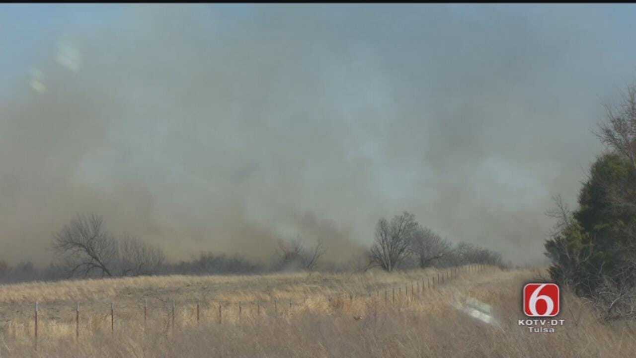 WEB EXTRA: Grass Fire Burns In Muskogee County