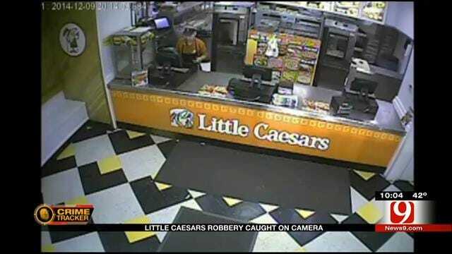 Armed Robbery At NW OKC Little Caesar's Caught On Camera