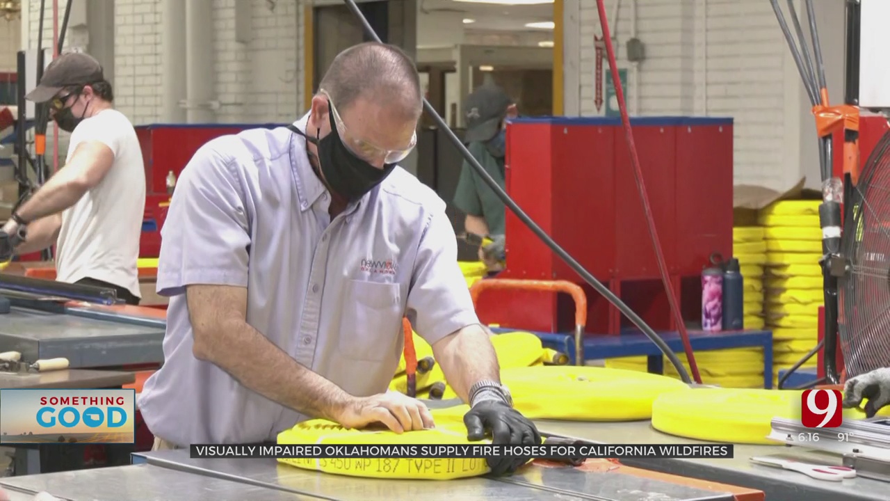 Oklahomans With Vision Impairment Manufacturing Fire Hoses For California Wildfires